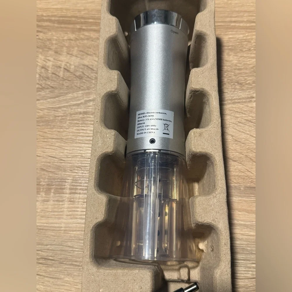 Wireless Silver Electric corkscrew wine opener with charger light up foil cutter